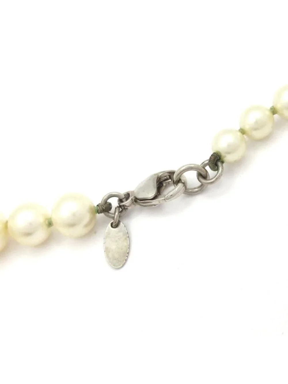 Chanel Necklace Silver Ivory Long CC Logo